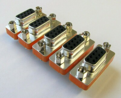 (LOT OF 5) NULL-A-9MF 9-Pin DB9 Male to Female Mini Null Modem Adapter
