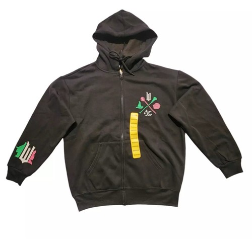 Wicked Movie Hoodie Fleece Sweatshirt Womens Hooded Embroidery Zip-Up Black M