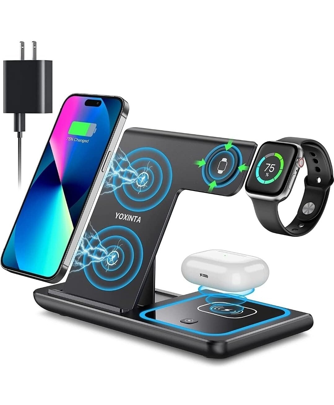 3-in-1 Fast Wireless Charging Station Stand for Multiple Devices-image
