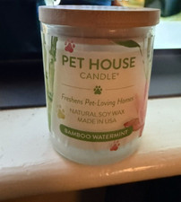 Pet House Candle Bamboo Choose WaterMint or Mandarin Sage 9oz Jar Natur Soy Wax