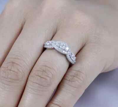 2CT Round Cut Lab-Created Diamond 14K White Gold Plated Engagement Wedding Ring