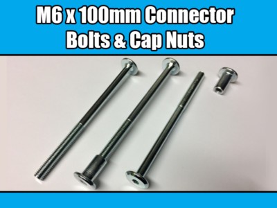 M6 x 100 mm Möbelverbinder Schrauben & Mutterkappen Innensechskant Kopf Gelenk Befestigungseinheit