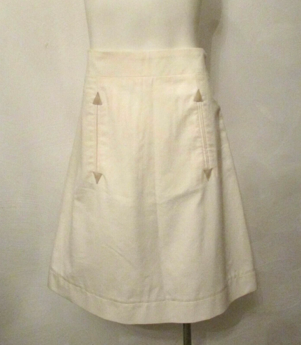 NWT $290 See By Chloe Knee Length Cotton Wool Blend A-Line Skirt 44 8 US Ivory