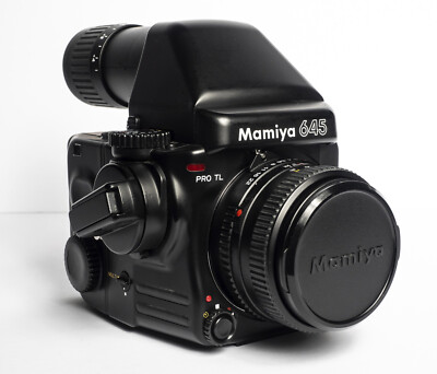Mamiya 645 Pro TL w 80mm lens, 120 back, AE finder