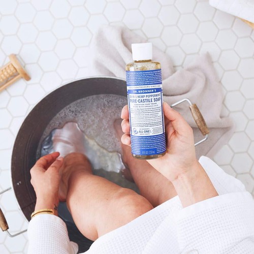 Dr Bronners Peppermint Pure Castile Liquid Soap Organic All Purpose 1 Fl Oz - Picture 3 of 7
