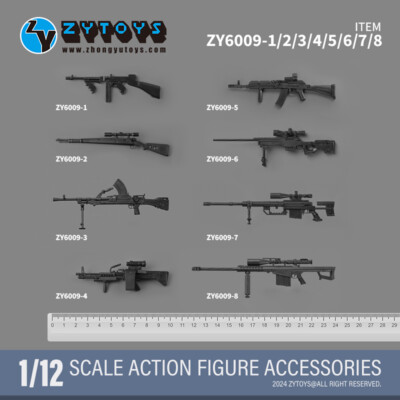ZYTOYS 1/12 Action Figure Gun Model 8PCS Weapon Set Figma SHF