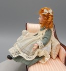 OOAK Porcelain Seated Victorian Girl Doll Artisan Dollhouse Miniature 1:12 — photo 8