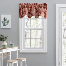 Lexington Leaf 15 In. L Cotton/Polyester Lined Scallop Valance in Brick