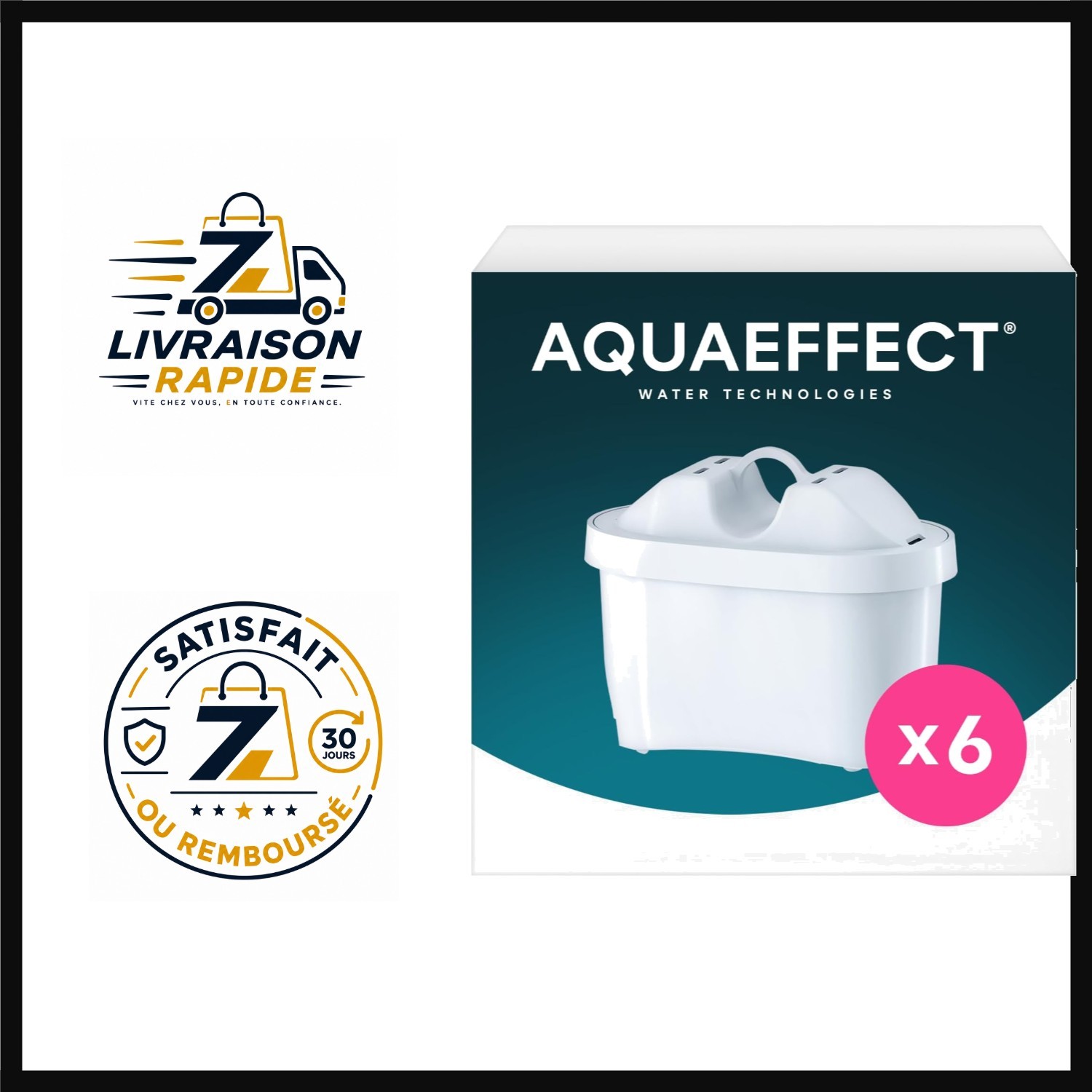 Cartouches filtration eau Aquaeffect recharge filtre carafe compatible Brita pack 6