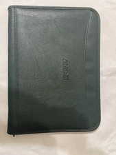 Leeds Leather Notepad Portfolio Storz Embossed Organizer Zipper Folder Green