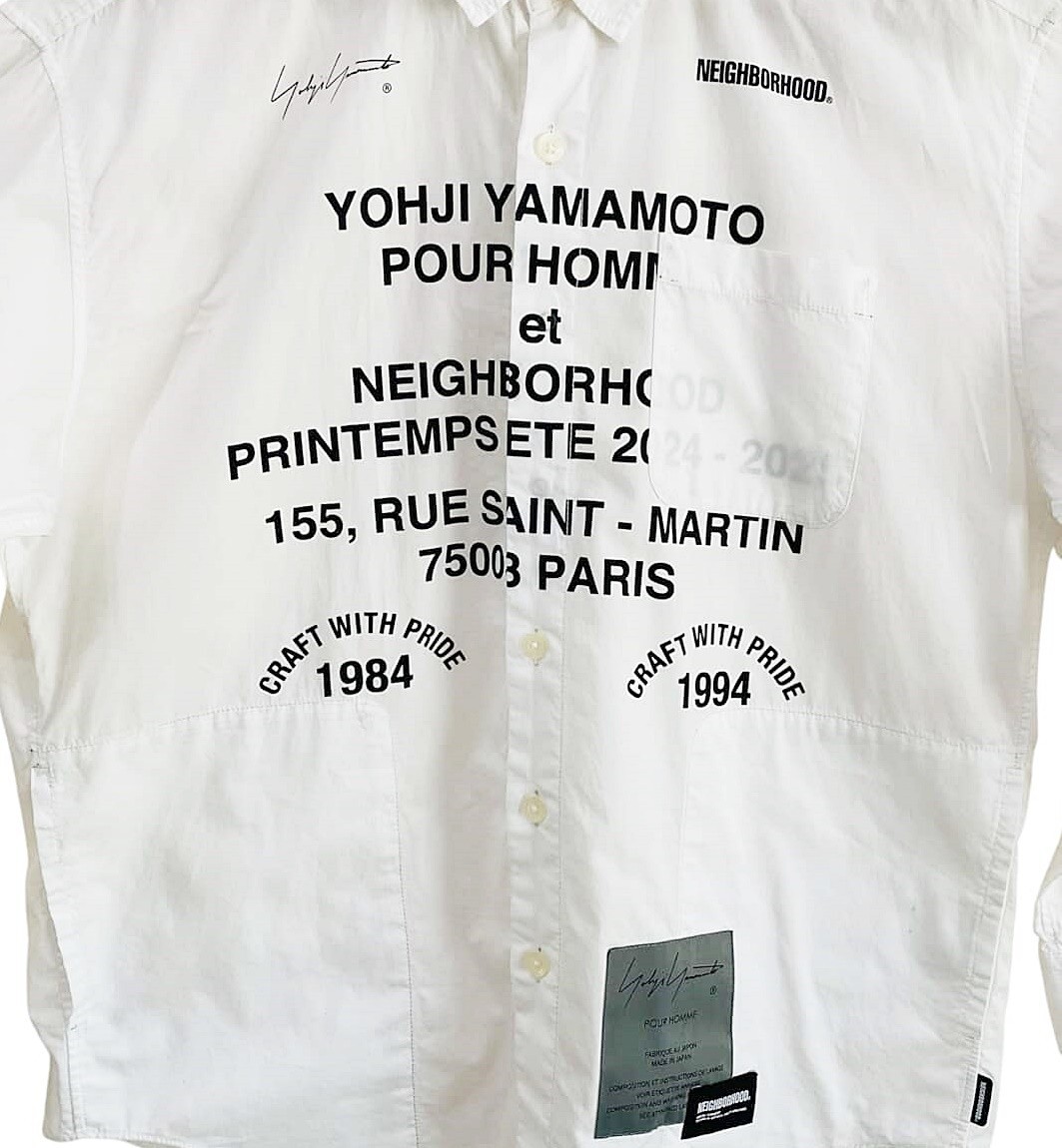 Neighborhood x Yohji Yamamoto Pour Homme White Shirt Small Long