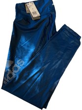 Adidas XL 7/8 Length Women's CLIMALITE Aqua Shimmer Logo Training Pants NWT