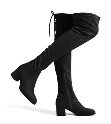 Pierre Dumas Boots Women Over the Knee Heels Zip Black Size 6