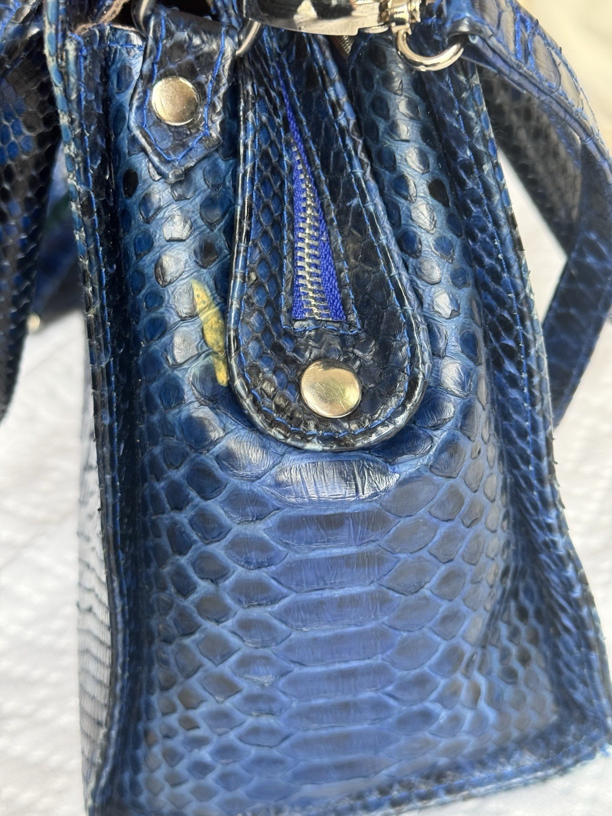Genuine Indonesian Python Snakeskin Blue Structur… - image 5