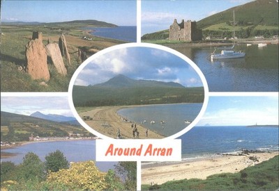 Vintage rund um Arran Insel Schottland topographische Postkarte Whiteholme
