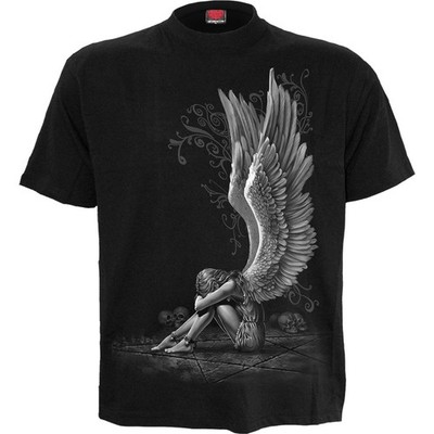 Fallen Angel Wings T-Shirt Gothic Sad Angel Graphic Dark Aesthetic Tee