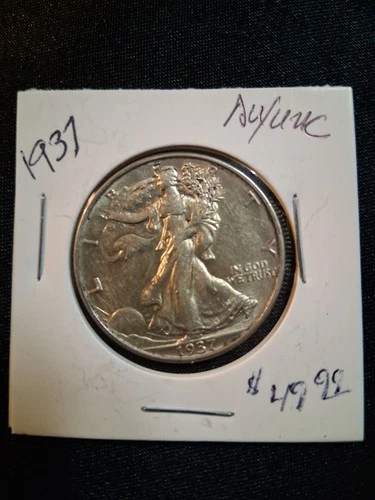 1937 Bright Luster Walking Liberty Silver AU+ Original  Luster Investment Coin