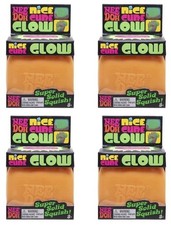 4x Nee Doh Nice Cube Glow Squeeze Toy Glows in the Dark Squishy Toy - Orange