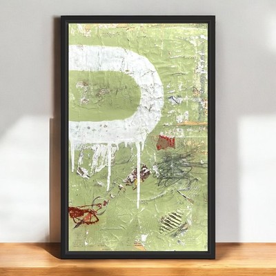 Original Framed Mixed Media Modern Art Collage Painting 12x18 ''Assibilate''