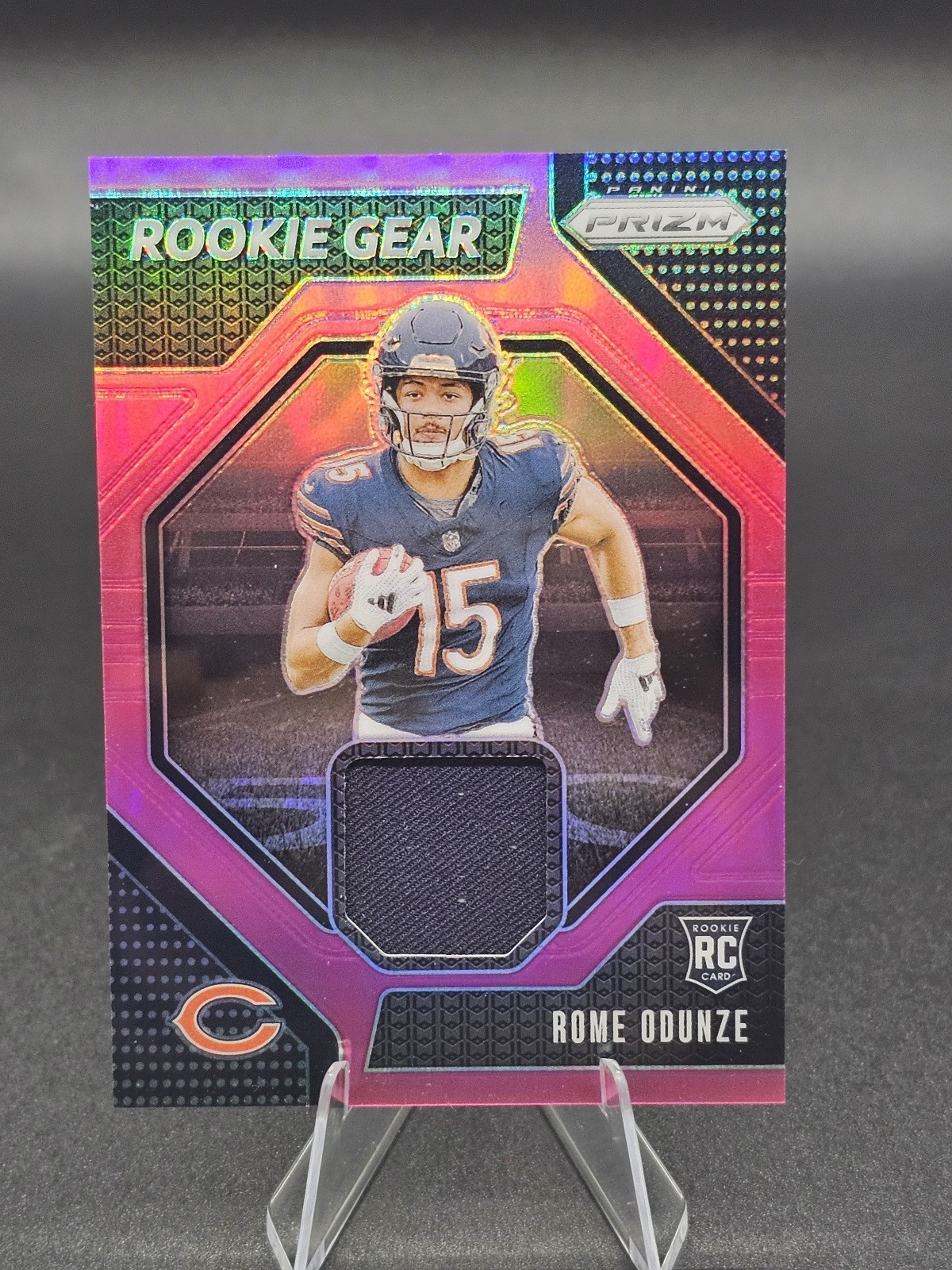 2024 Panini Prizm Rookie Gear Rome Odunze #RG-ROE Pink Prizm Patch RC Da Bears