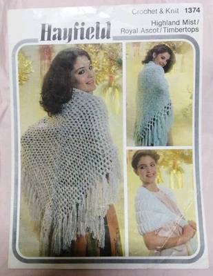 Hayfield 1374 Womens Stole & Shawls Knitting & Crochet Vintage Booklet - Image 1 of 4