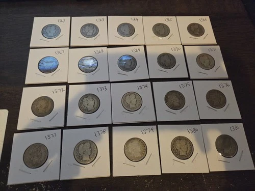 20 x Barber Quarters 90% Silver 5$ Face Value COIN INFLATION HEDGE #48