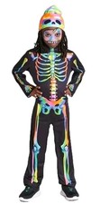 Hyde Eek Color Melt Skeleton Jumpsuit Beanie Halloween Costume Kids Sz 8 M