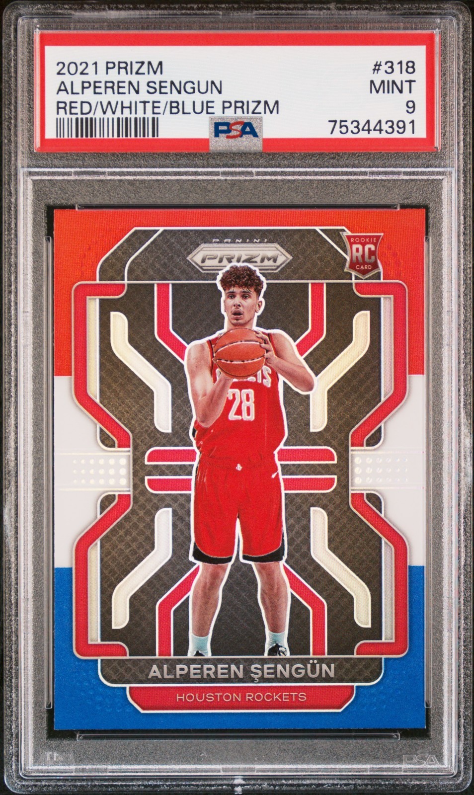 2021 Panini Prizm ALPEREN SENGUN RED WHITE BLUE PRIZM RC PSA 9 #318 Rockets🔥