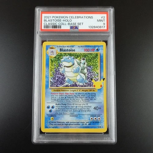 PSA 9 Blastoise 2/102 Pokemon Celebrations Classic Collection Holo Graded Card
