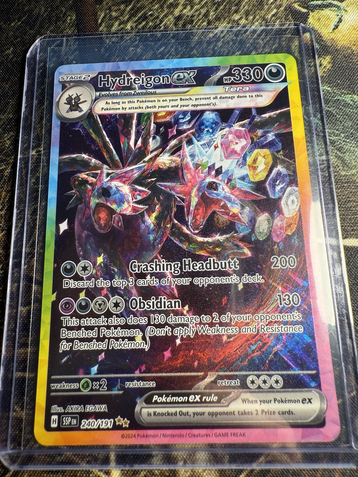 Pokémon TCG Hydreigon EX Holo Card Sir 240/191 SV08 Surging Sparks NM Condition