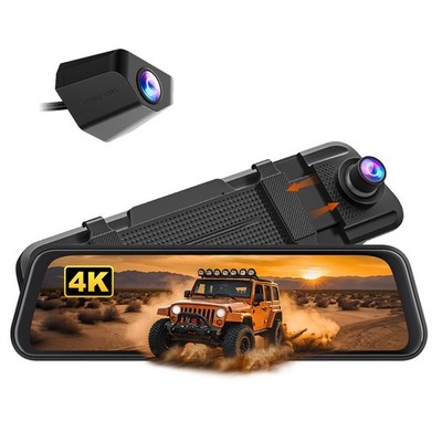 WOLFBOX M40lite 4K 10'' Rear View Mirror Camera, Dash Cam Front and Rear for Car