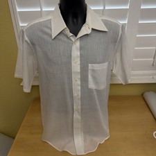 VTG 70s JCPenney Mens White Button Down Dress Shirt Striped Tag Size 16 Disco