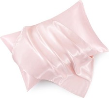 King Size Satin Pillowcase Set of 2 with Envelope Closure,Blush Pink Silk