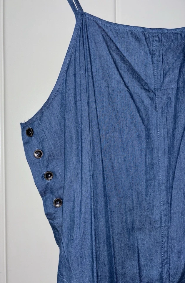 Mujeres Cambray Tirantes Denim Harén Mono Talla XL Informal Playa Básico Todos los Días Foto 4 de 4