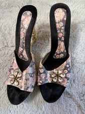 Y2K Gold Architectural Rhinestone Mules Platform Wedges Size 5