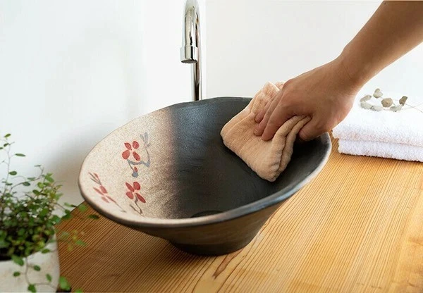 Shigaraki Pottery On-Top Washbasin Oval Red Painted w400mm made in Japan new - Изображение 4 из 4