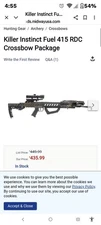 Killer Instinct Fuel 415 RDC Crossbow comes with scope, a couple carbon 20 bolts