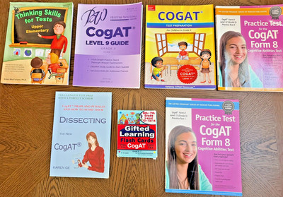 COGAT Test Prep Lot 7 Books Flashcards Grade 3 5 Practice Tests Workbooks Set