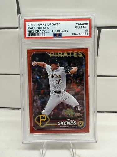 2024 Topps Update Paul Skenes #US288 Red Crackle Foilboard /199 PSA 10 RC Pirate