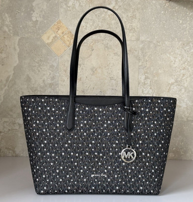 Michael Kors Arden Large Top Zip Tote Shoulder Bag MK Black Stars