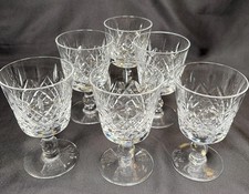 6 Vintage Thomas Webb Warwick? Cut Crystal 4 1/8” Wine Goblet Glasses Marked
