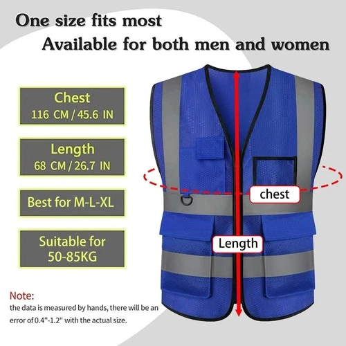 Safety Vest for Men Women, Hi Vis, Reflective, Breathable, 5 Pockets image 2