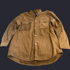 Vintage 90s Orvis Suede Leather Button Down Shirt
