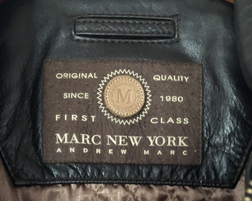 Marc New York Chaqueta de cuero marrón oscuro para hombres forro acolchado talla XL NICE - Imagen 12 de 12