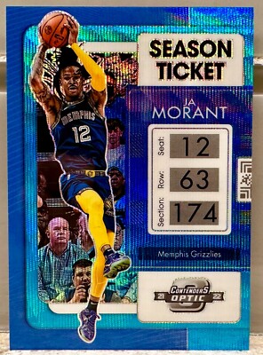 JERSEY NUMBER MATCH! 2021-22 Contenders Optic Blue Wave Ja Morant 12/45! GRIZ!