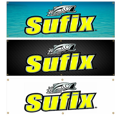 SUFIX BRAIDED LINE FISHING BANNER BASS BOAT MAN CAVE DECAL STICKER ...