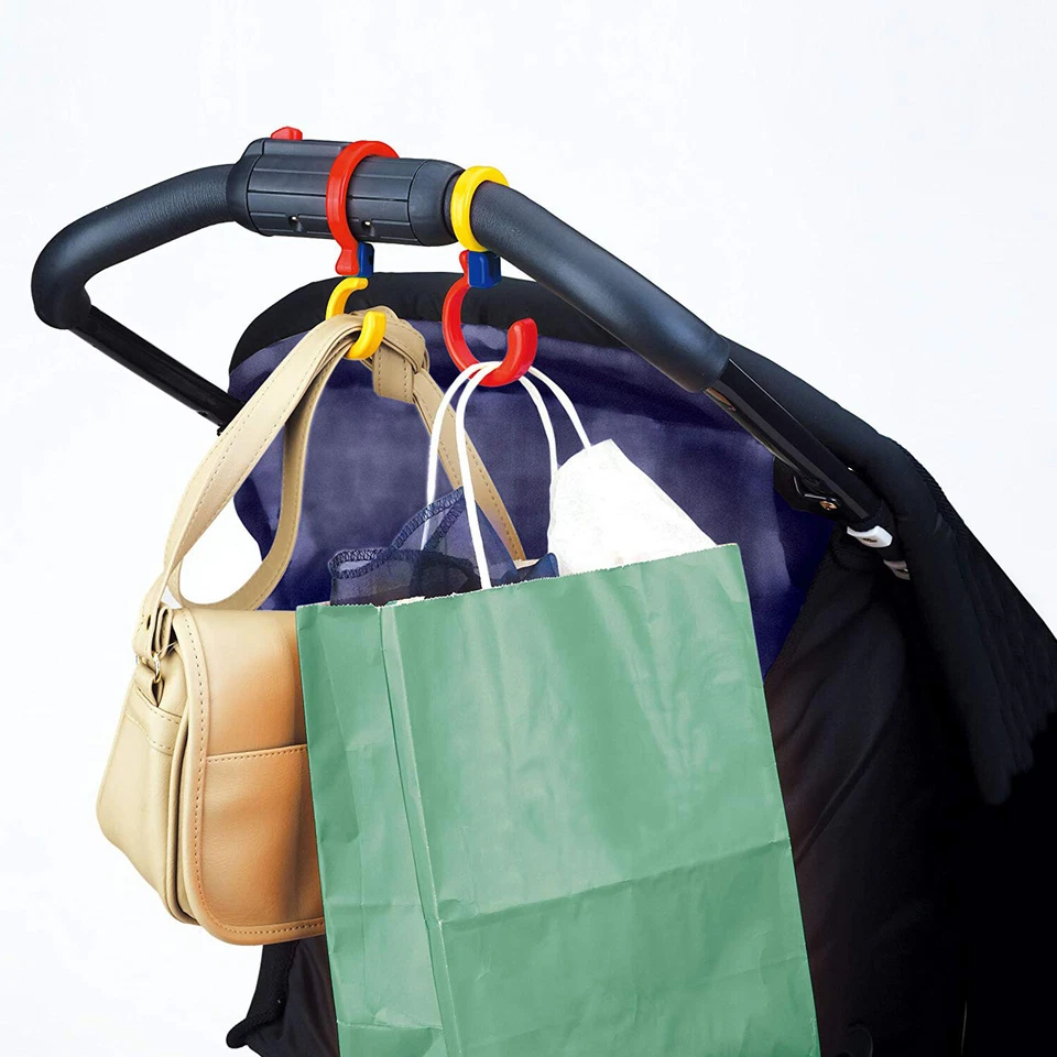 2 ganchos colgantes para cochecito para llevar bolsa de compras soporte 360° clips giratorios para silla de paseo Foto 2 de 4