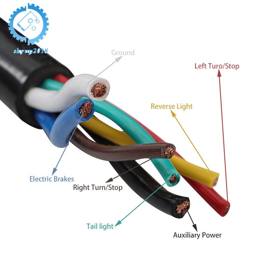 No Pintado 8FT 7 Pin Way Remolque Enchufe Arn&eacute;s De Cableado Freno Y Control De L