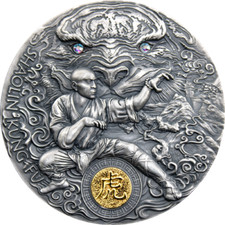 Shaolin Tiger Martial Arts Styles 2 oz Antique finish Silver Coin 5$ Niue 2021
