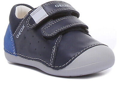 Geox B Shaax Kids Suede Mesh Trainers In Navy Infant UK 7-10